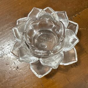 Mikasa Clear Glass Lotus Candle Holder